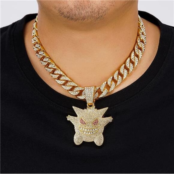 Mens Cuban Link Fully Iced Out Gold Chain - Picture 2 of 2
